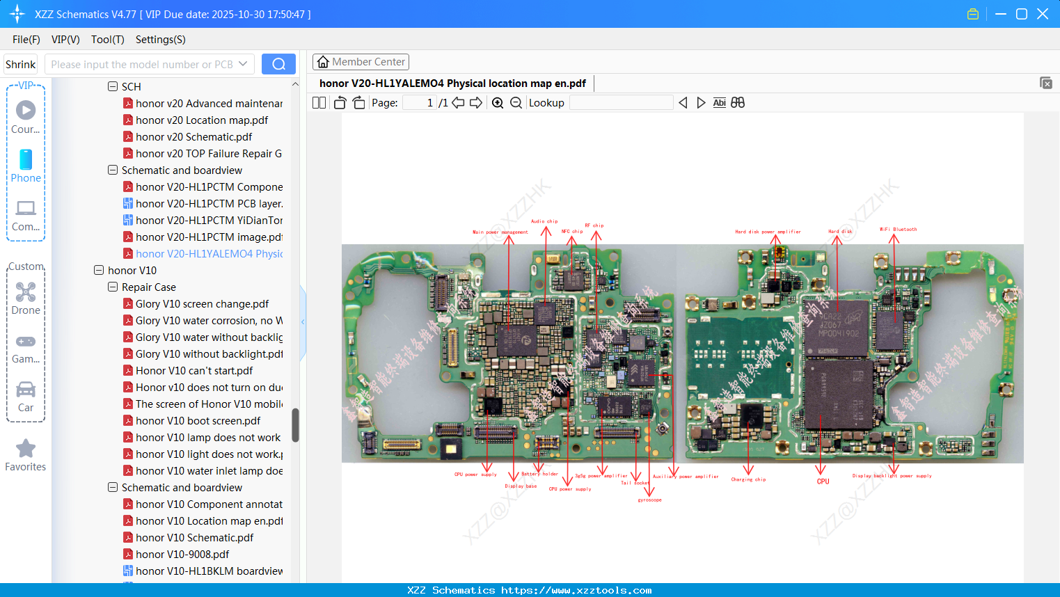 Honor V20-HL1YALEMO4 Physical Location Map En